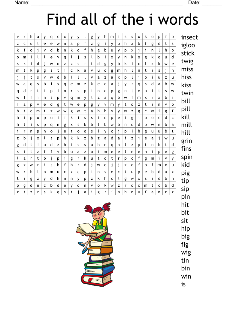 Find all of the i words  Word Search