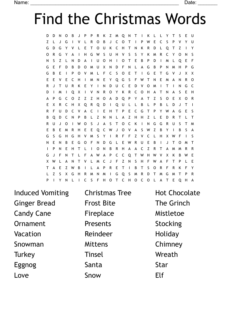 Find the Christmas Words Word Search