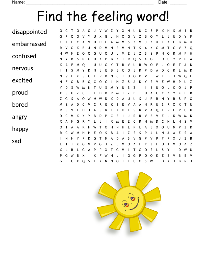 Find the feeling word! Word Search