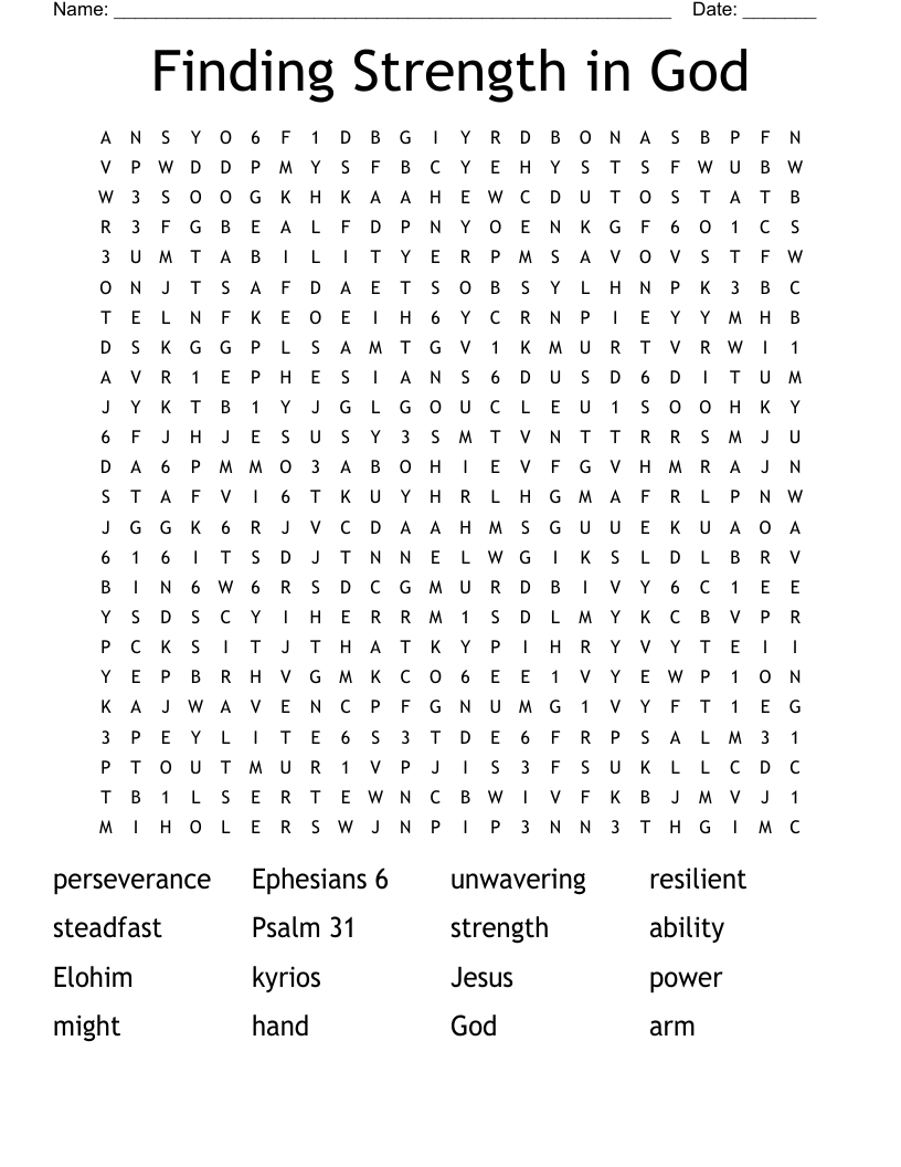 Finding Strength in God Word Search