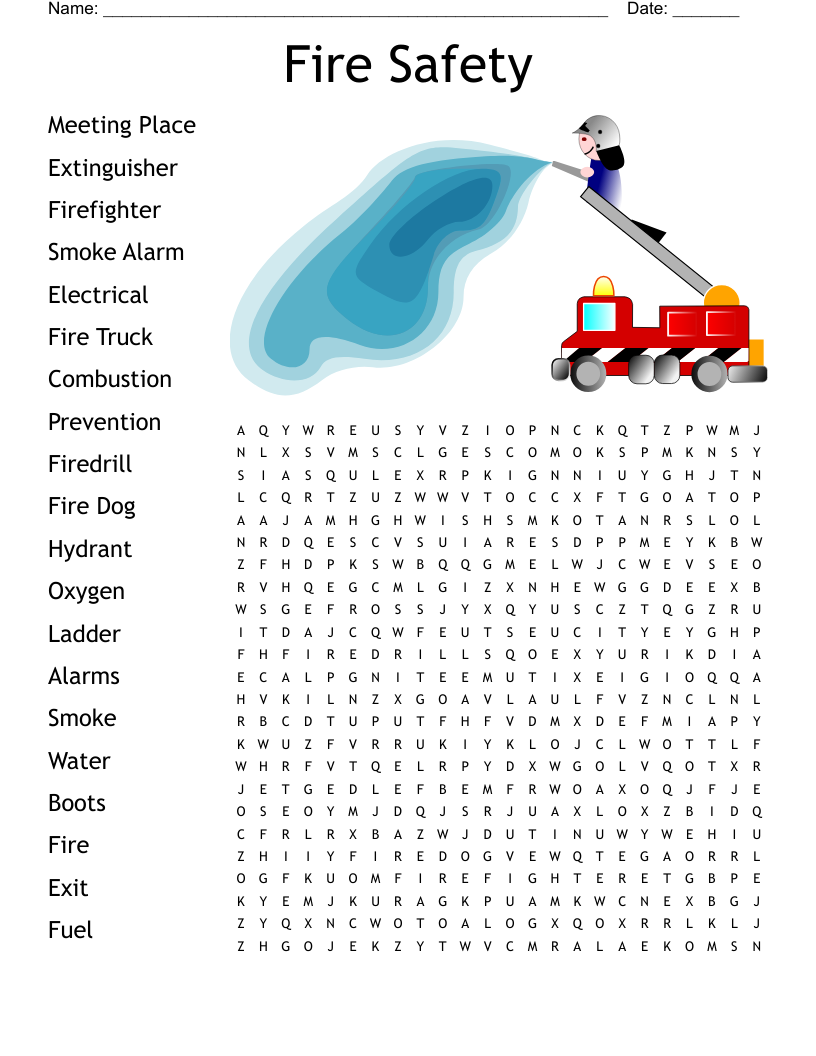 Fire Safety Word Search