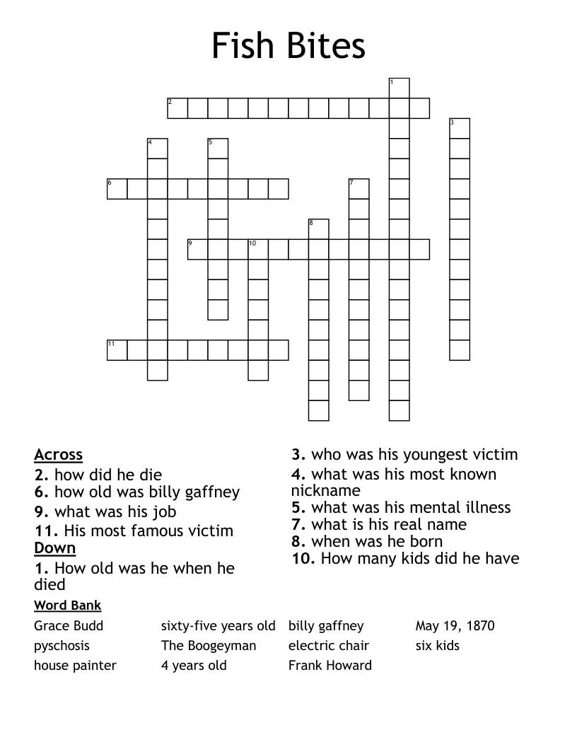Fish Bites Crossword