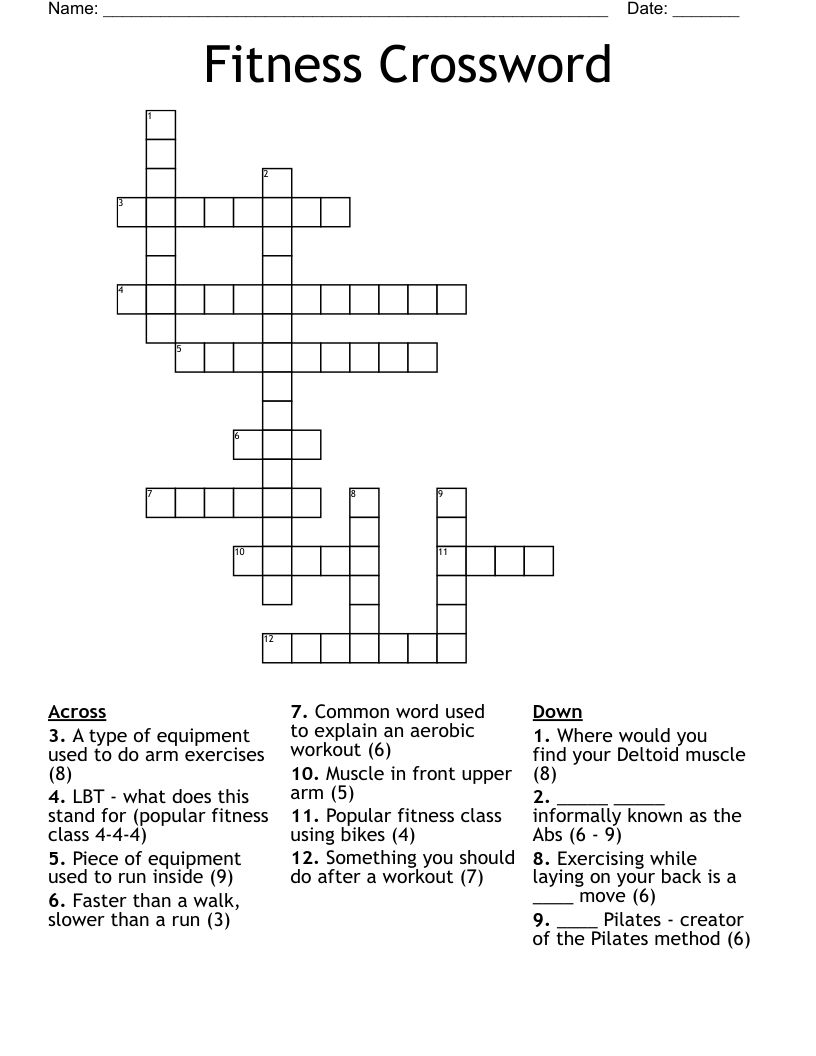 Fitness Crossword