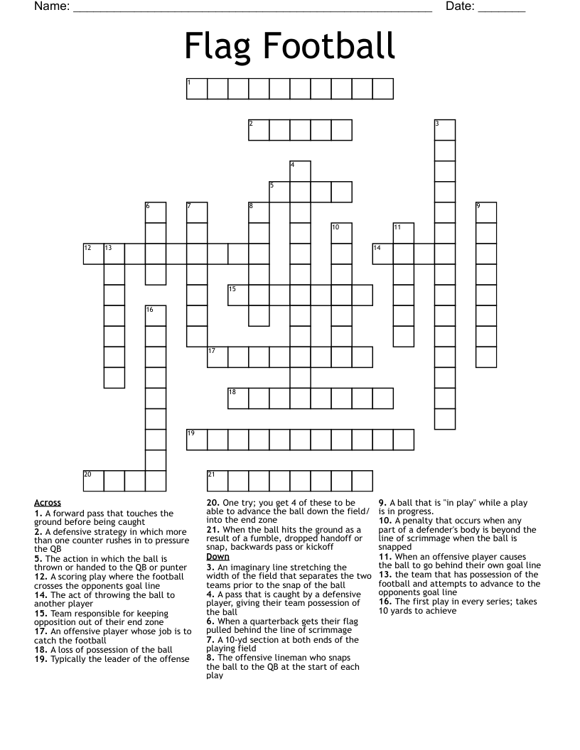 Flag Football Crossword