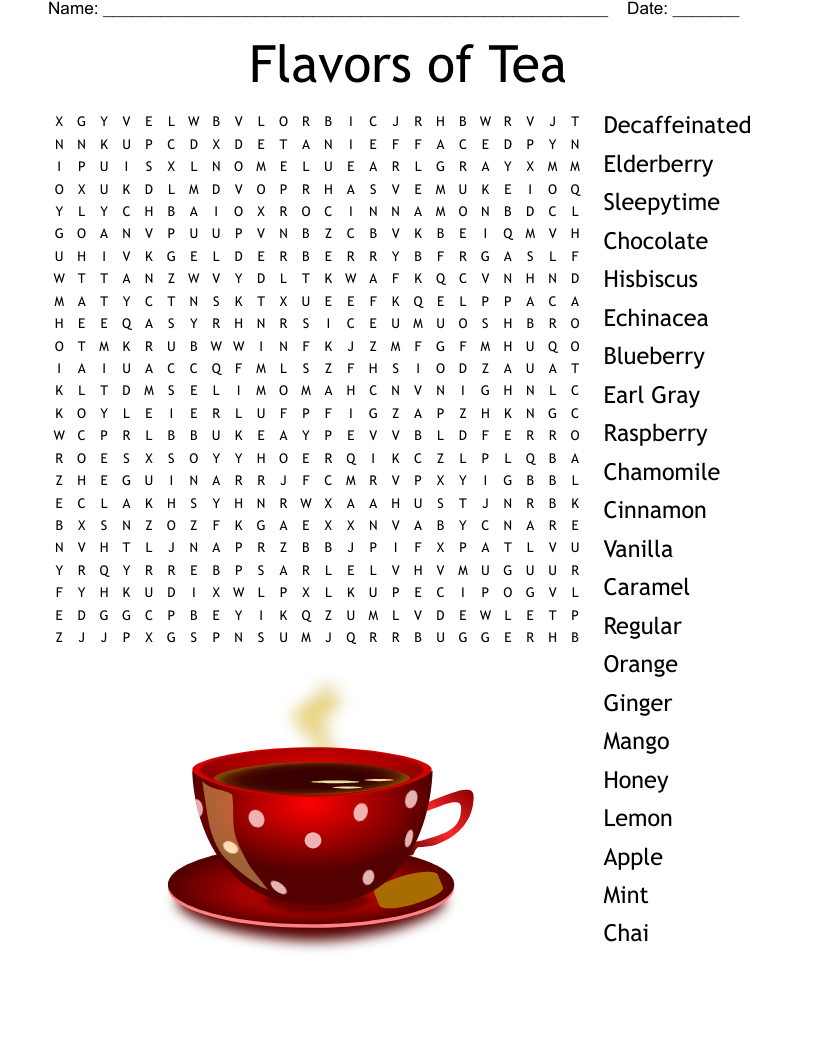 Flavors of Tea Word Search