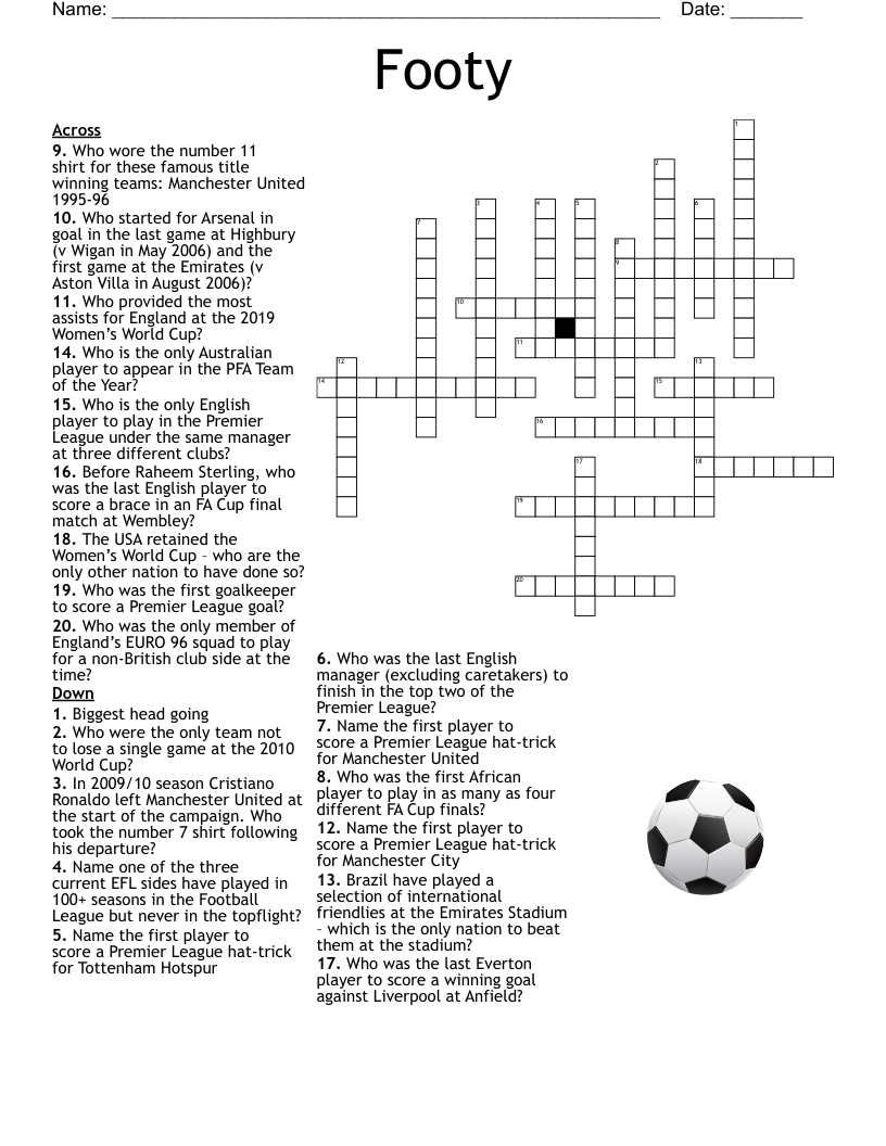 Footy Crossword