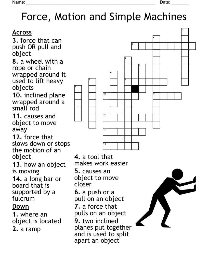 Force, Motion and Simple Machines Crossword