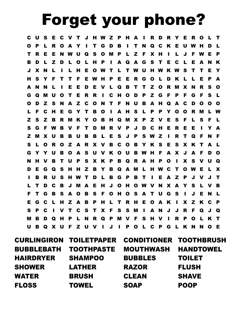 Forget your phone? Word Search