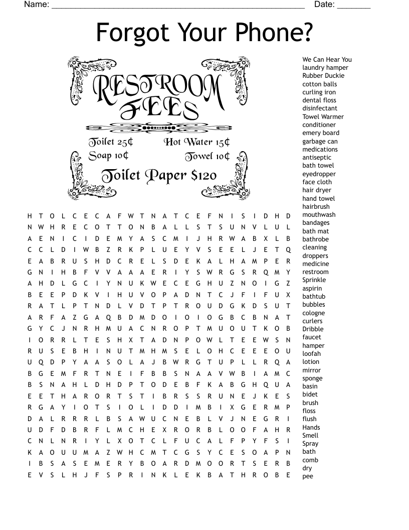 Forgot Your Phone? Word Search