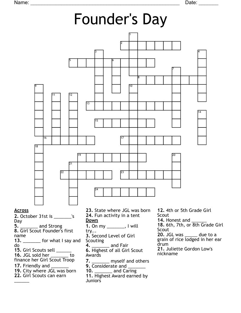 Founder's Day Crossword