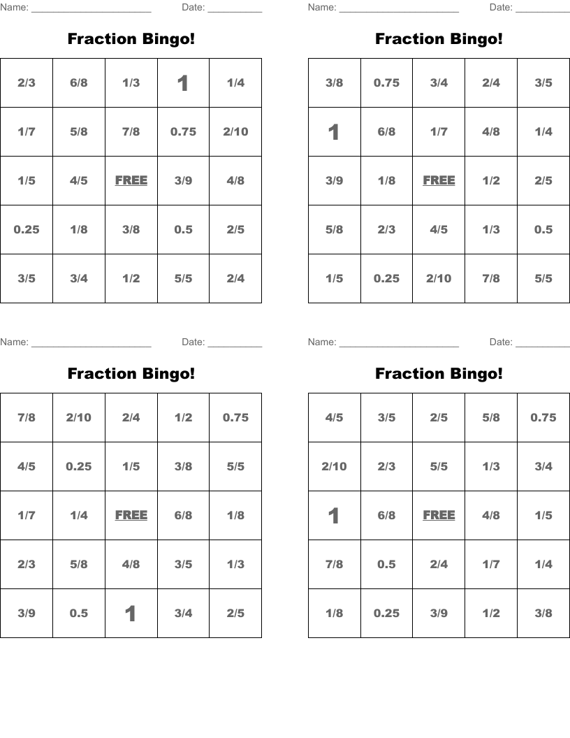 Fraction Bingo!