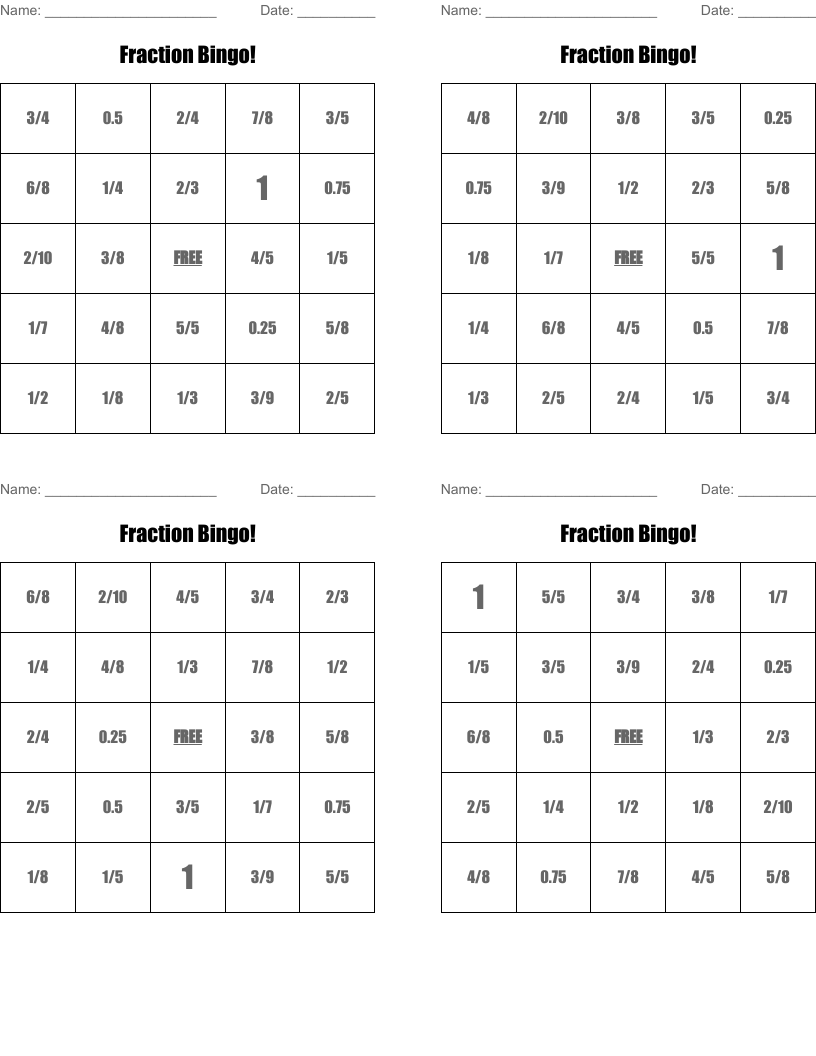 Fraction Bingo!