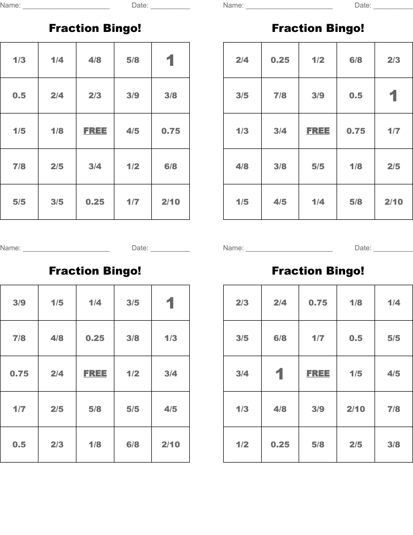 Fraction Bingo!