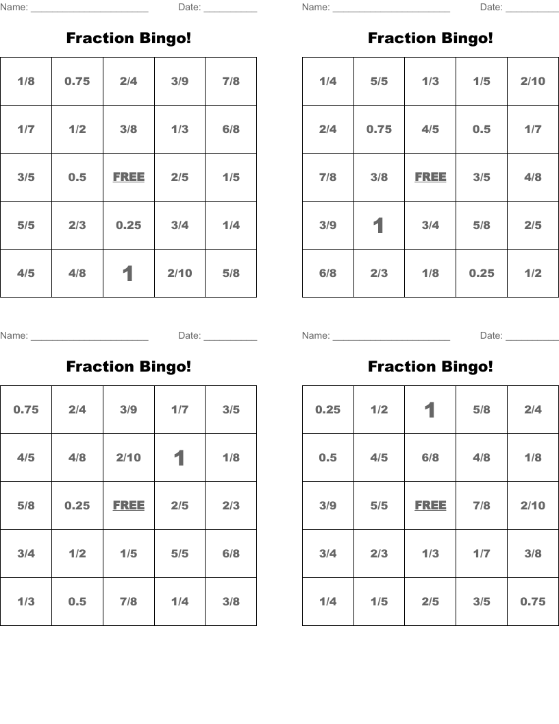 Fraction Bingo!