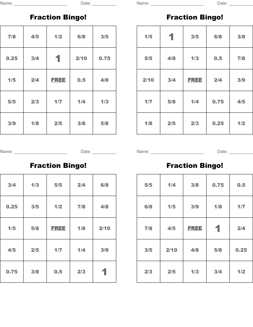 Fraction Bingo!