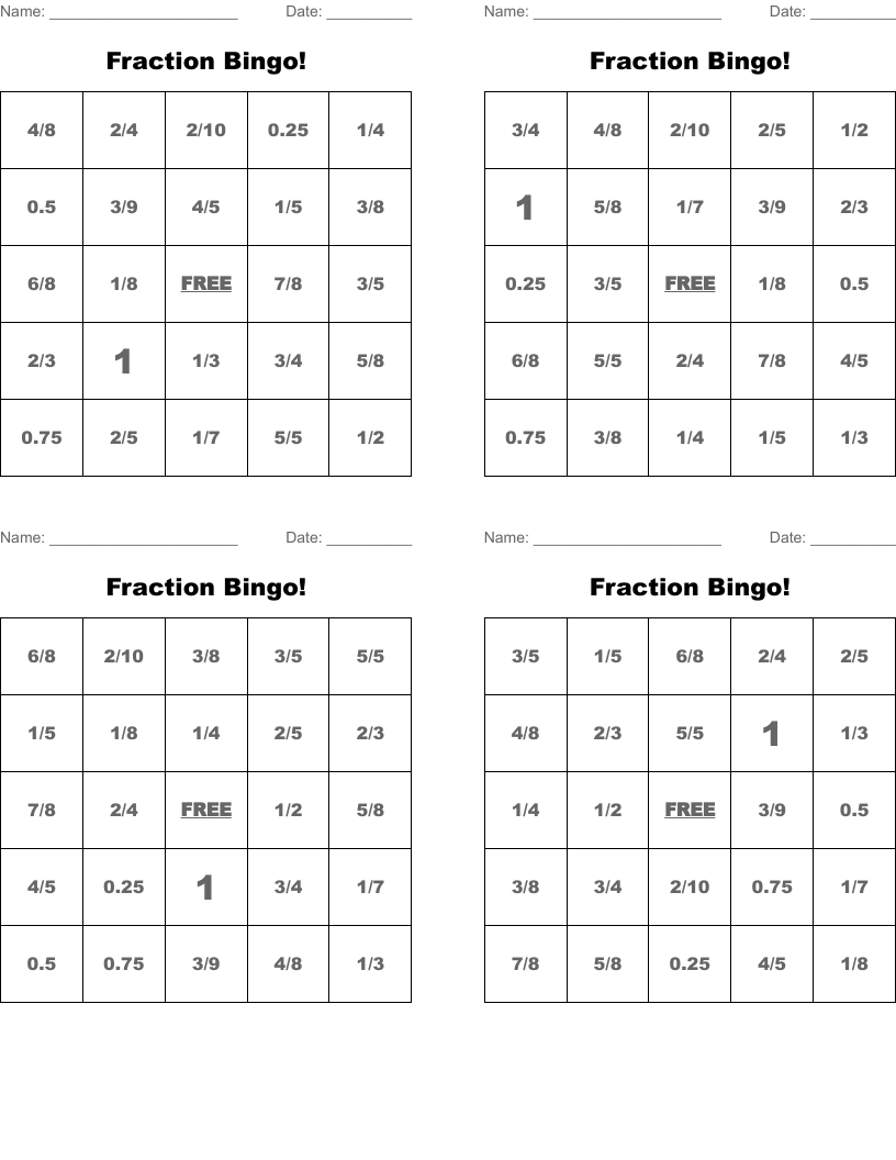 Fraction Bingo!