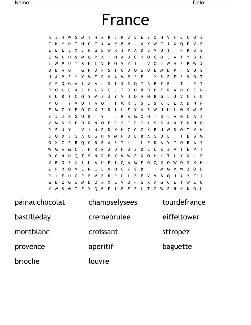 France Word Search