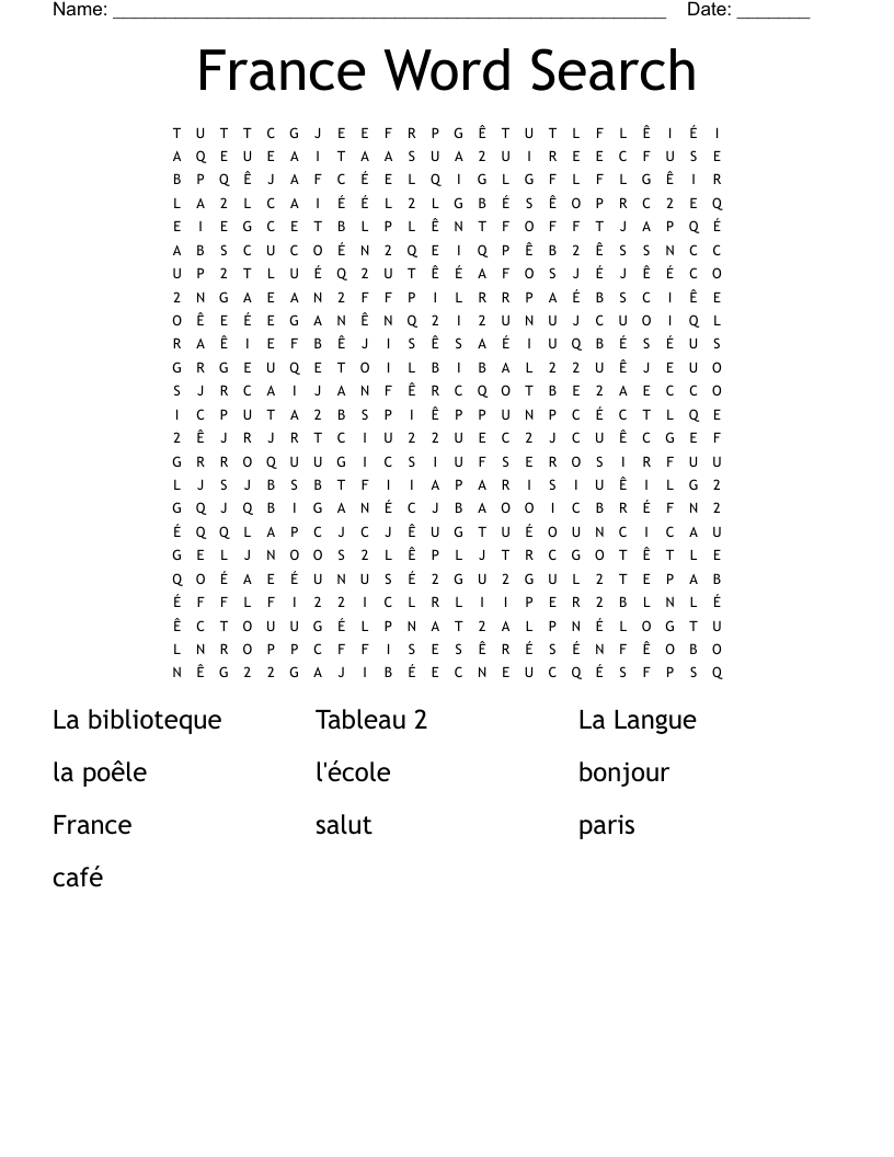 France Word Search