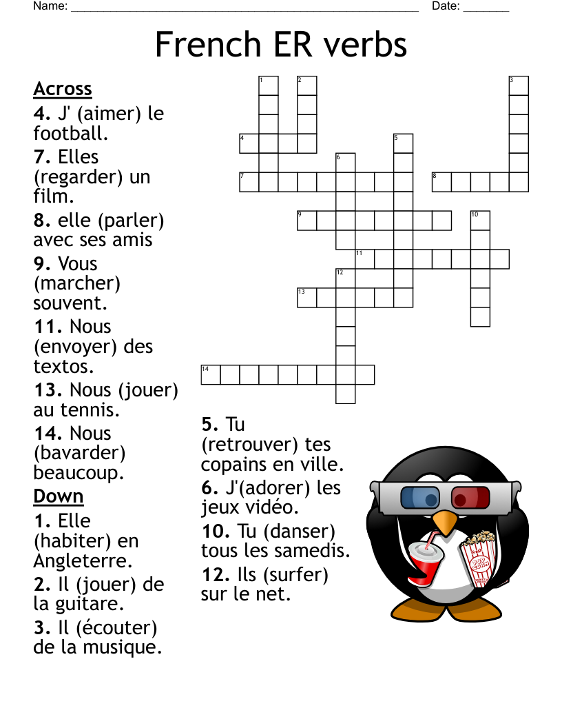 French ER verbs  Crossword