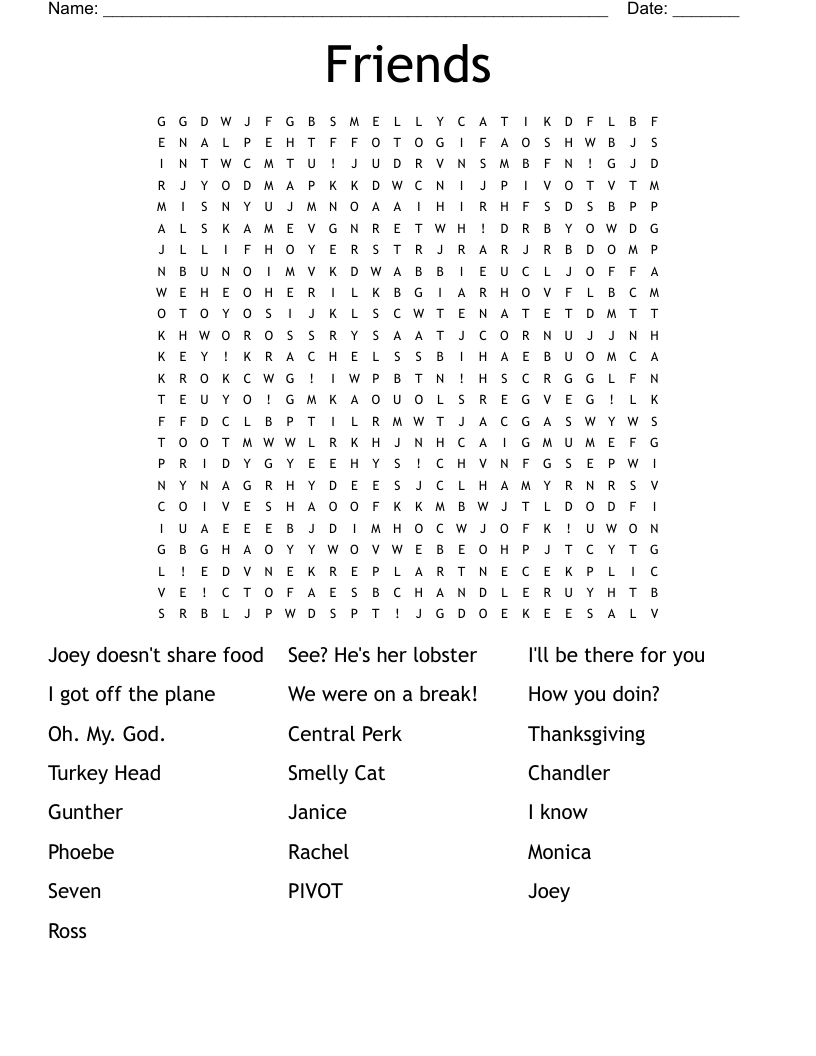 Friends Word Search