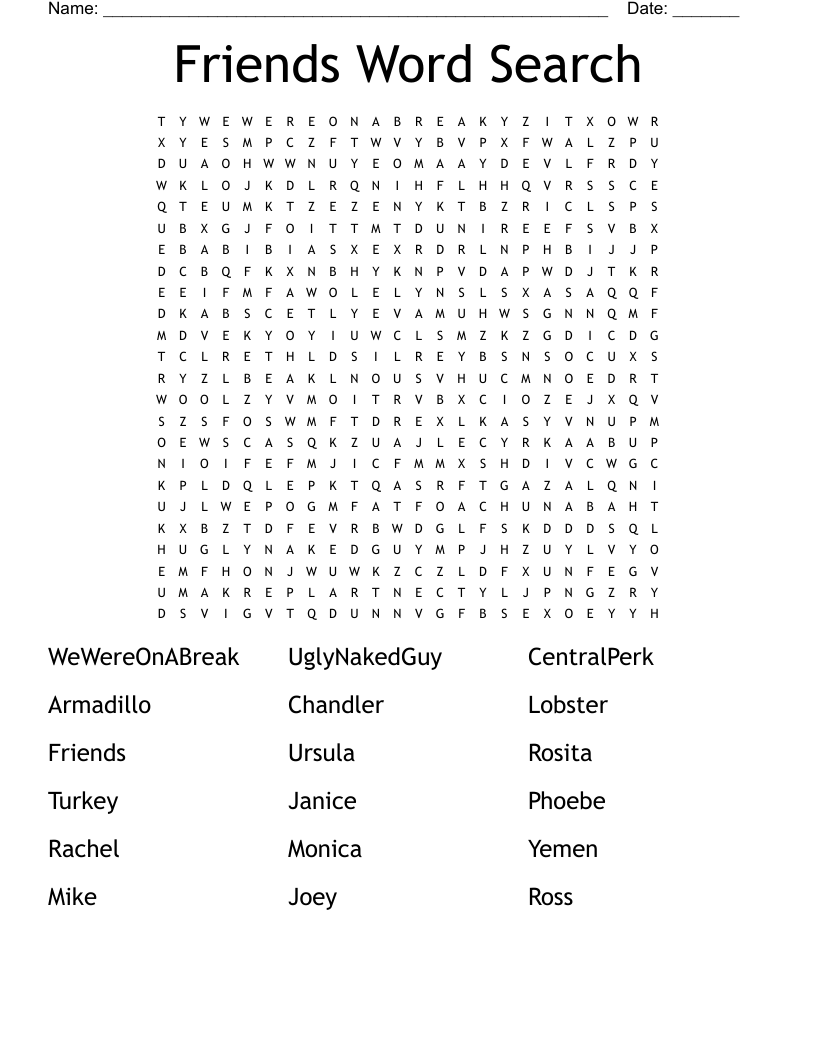 Friends Word Search
