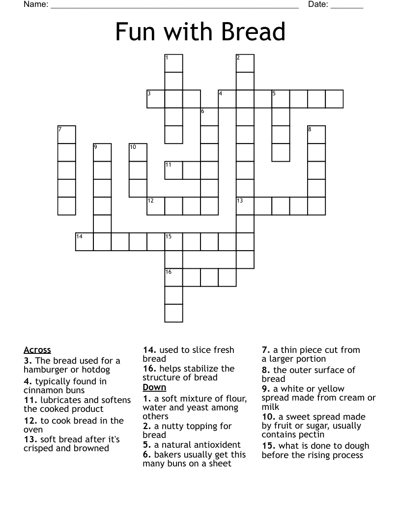 Fun with Bread Crossword