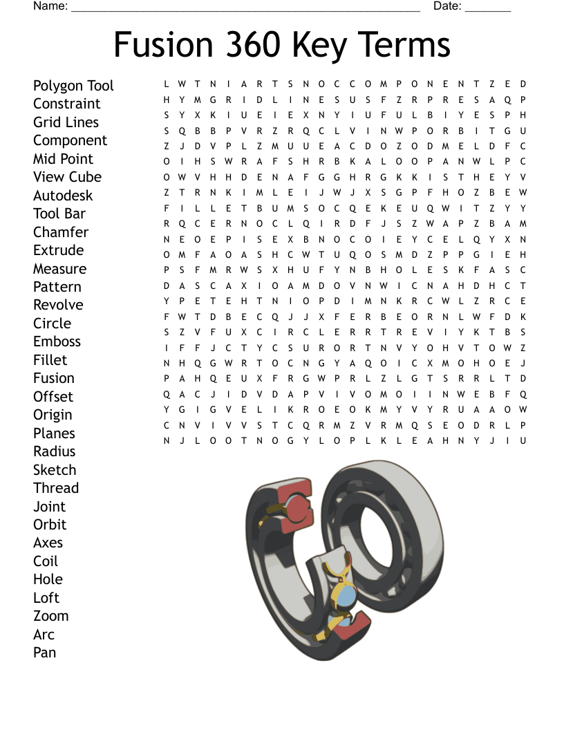 Fusion 360 Key Terms Word Search