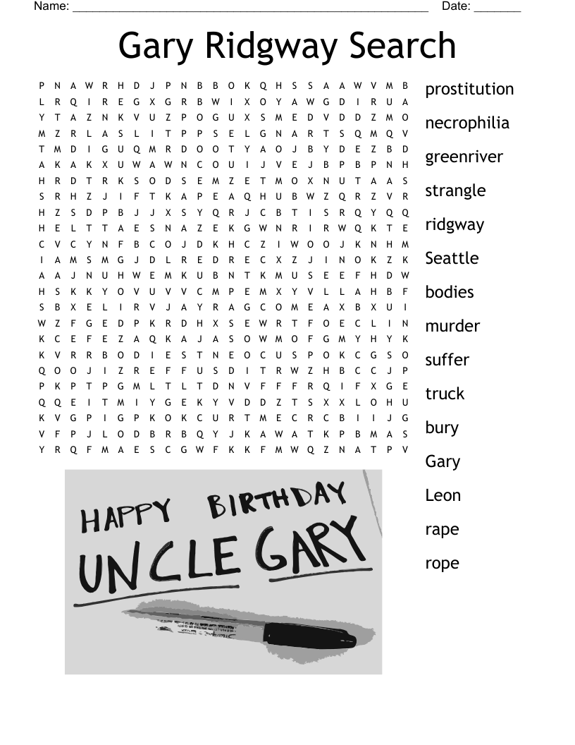 Gary Ridgway Search Word Search