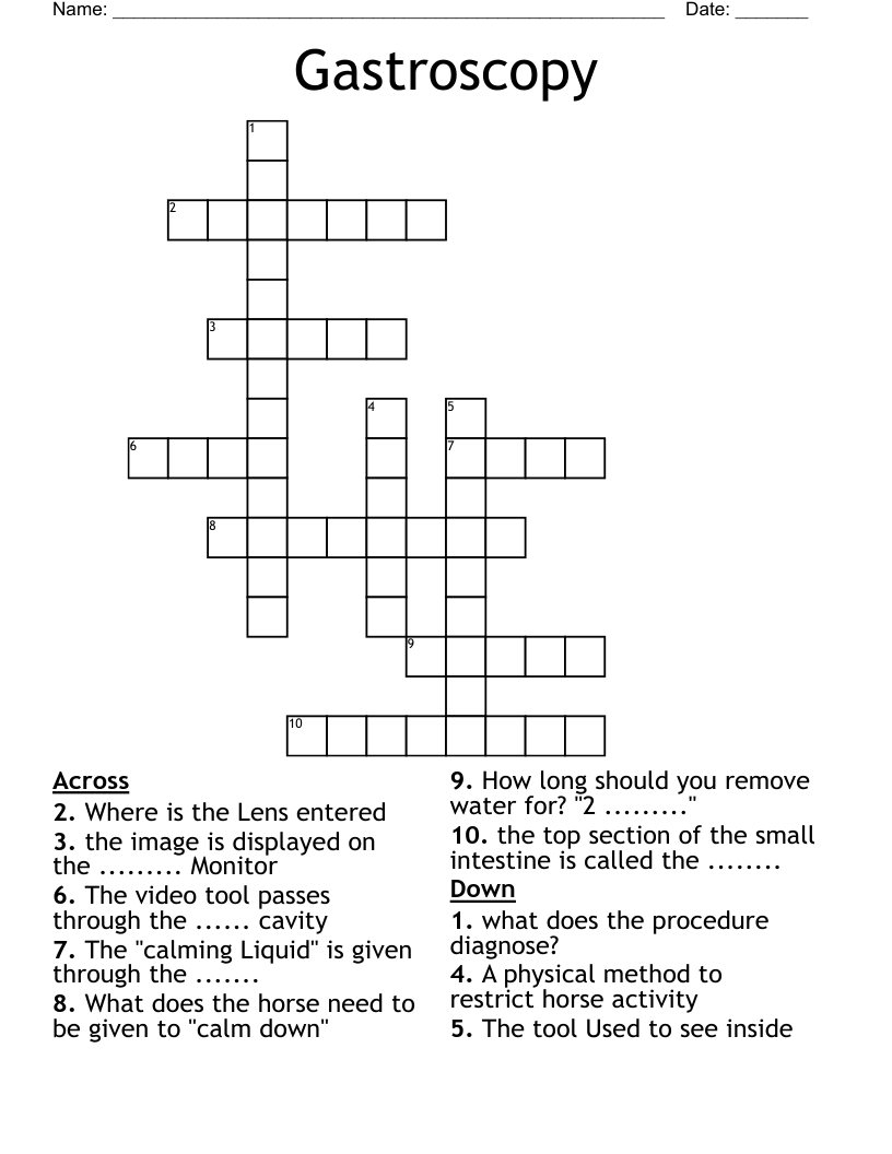 Gastroscopy Crossword
