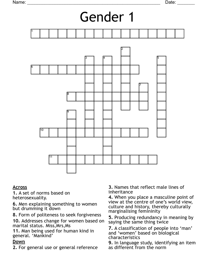 Gender 1 Crossword