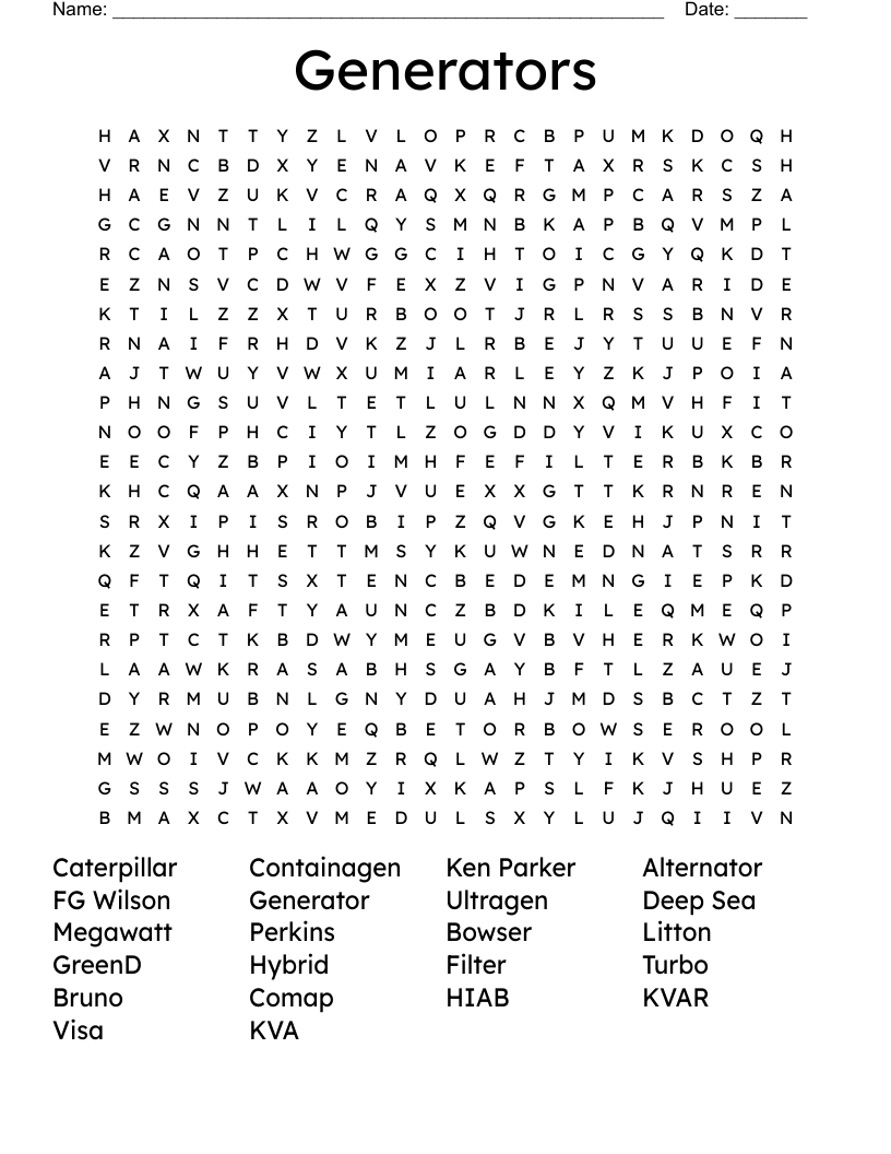 Generators Word Search