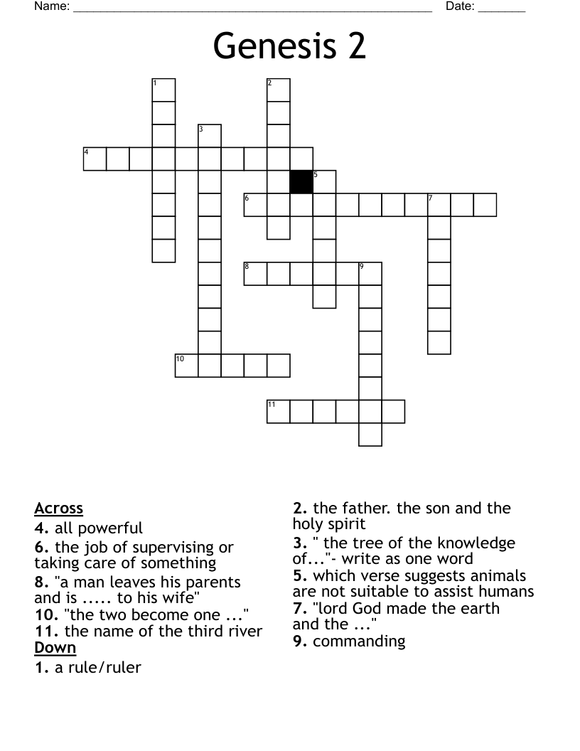 Genesis 2 Crossword