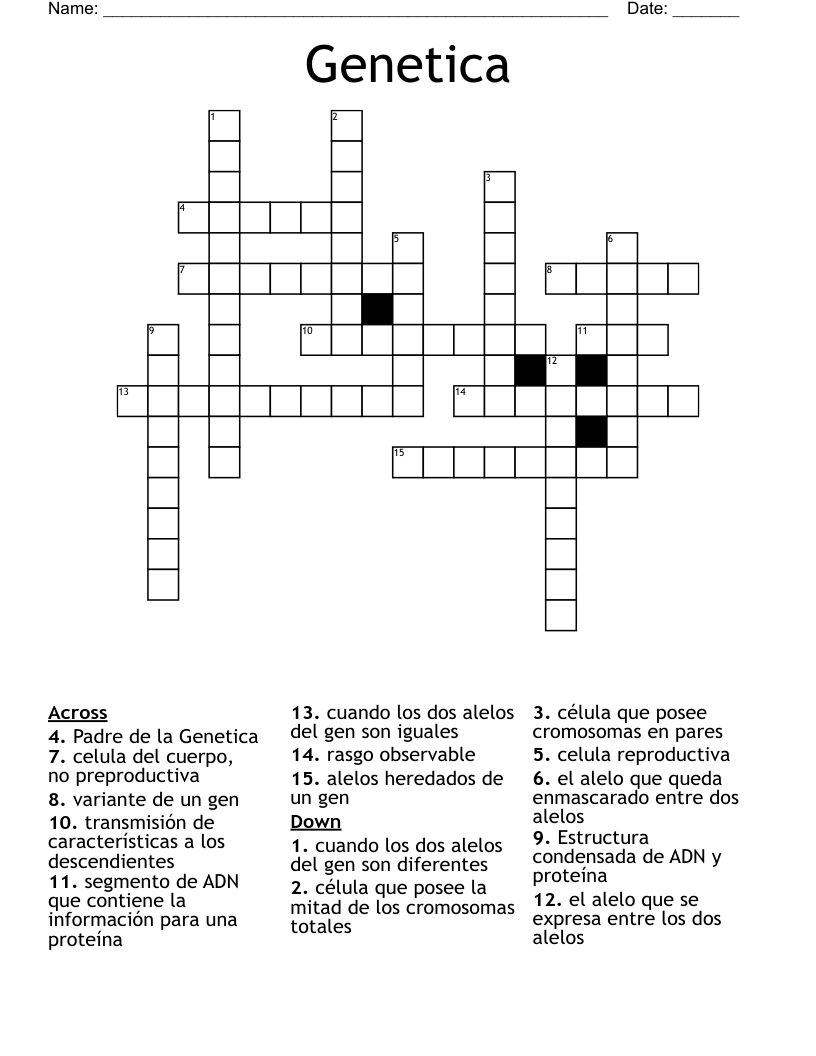 Genetica Crossword