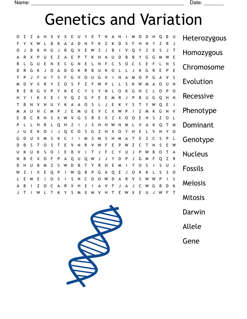 Genetics and Variation Word Search