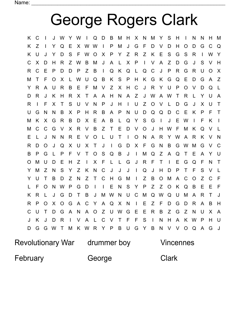 George Rogers Clark Word Search