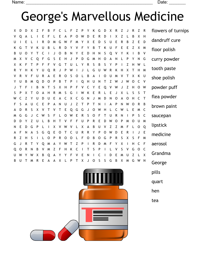 George's Marvellous Medicine Word Search