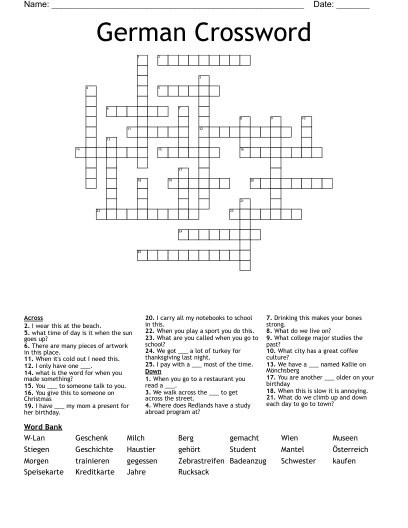 German Crossword