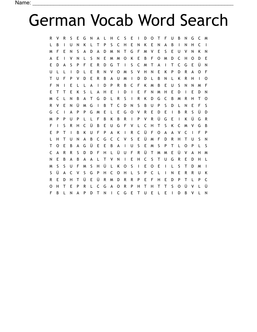 German Vocab Word Search