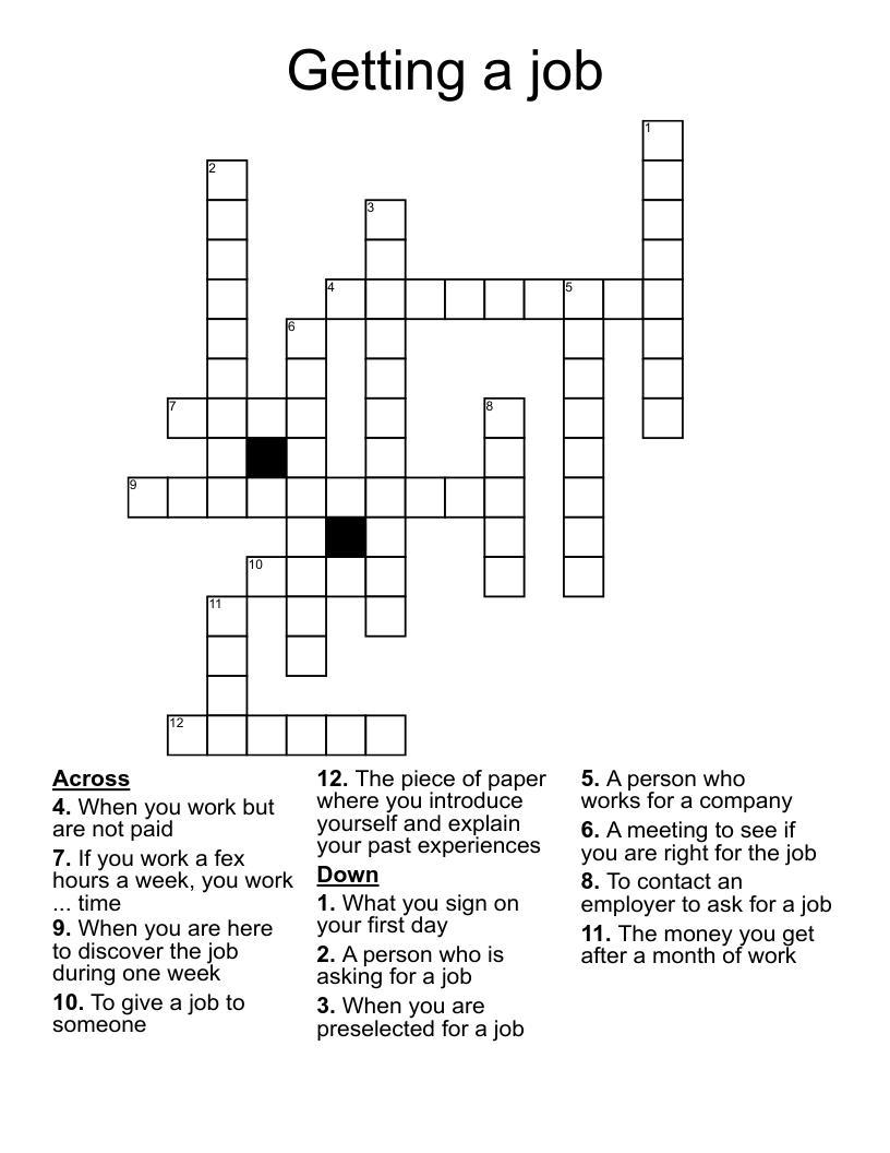 Getting a job Crossword