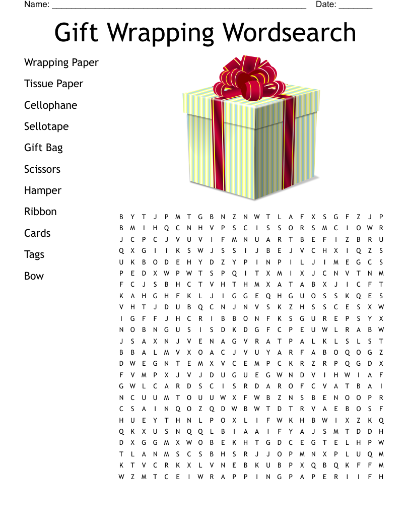 Gift Wrapping Wordsearch