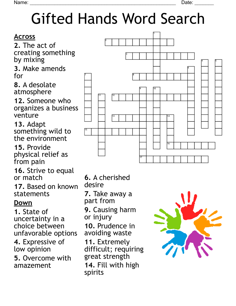 Gifted Hands Word Search  Crossword