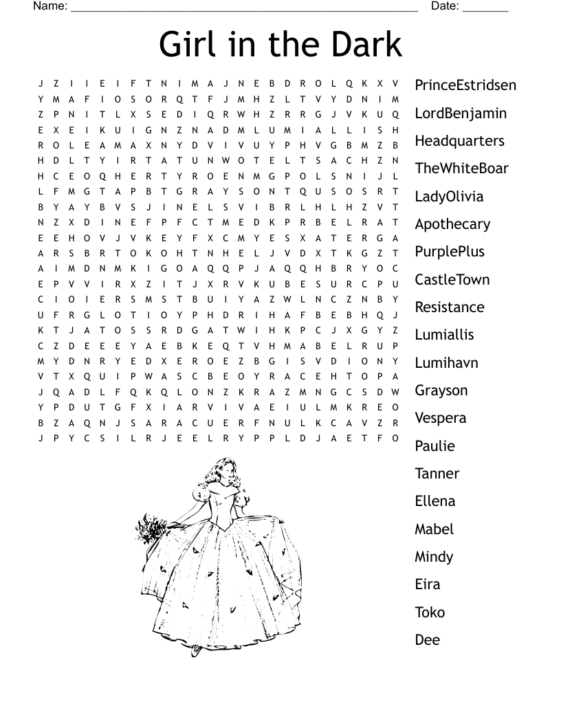 Girl in the Dark Word Search