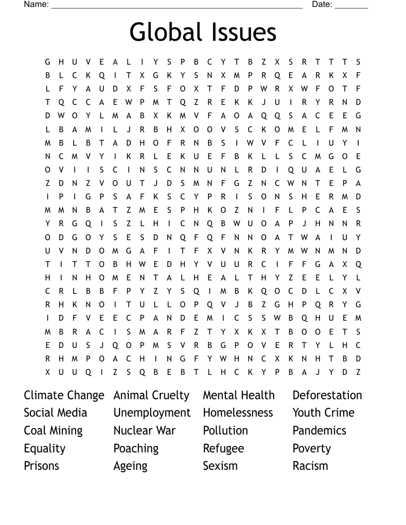 Global Issues Word Search