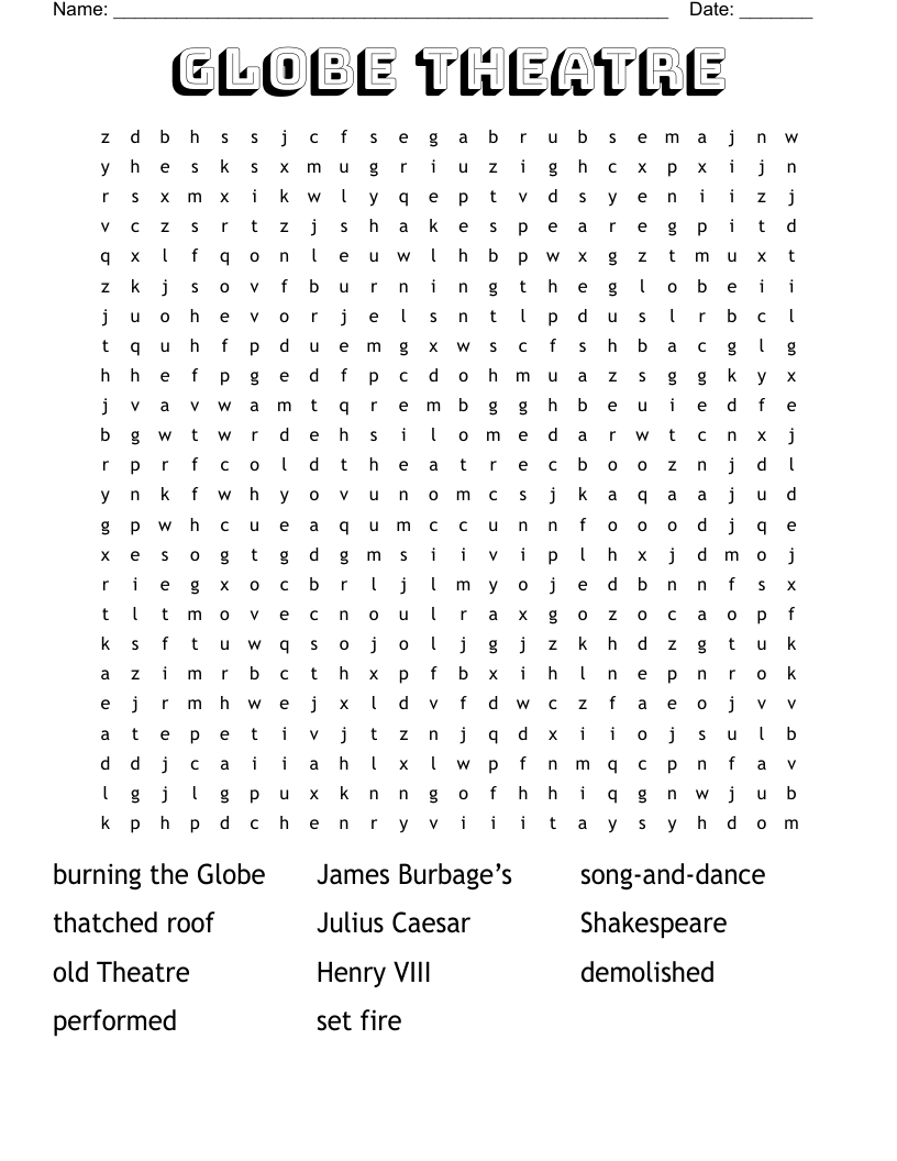 Globe Theatre Word Search