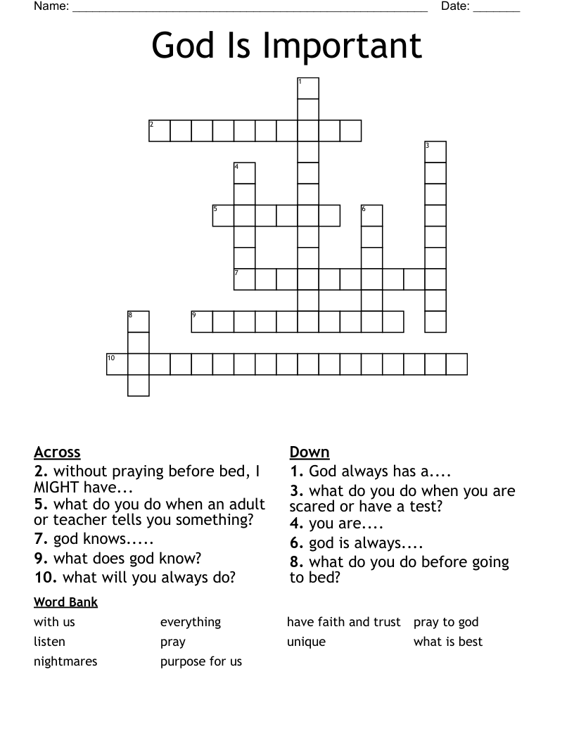 God Is Important  Crossword