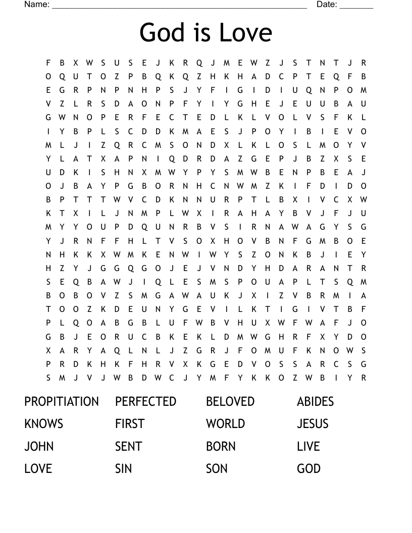 God is Love Word Search