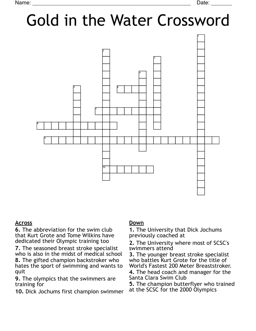 Gold in the Water Crossword