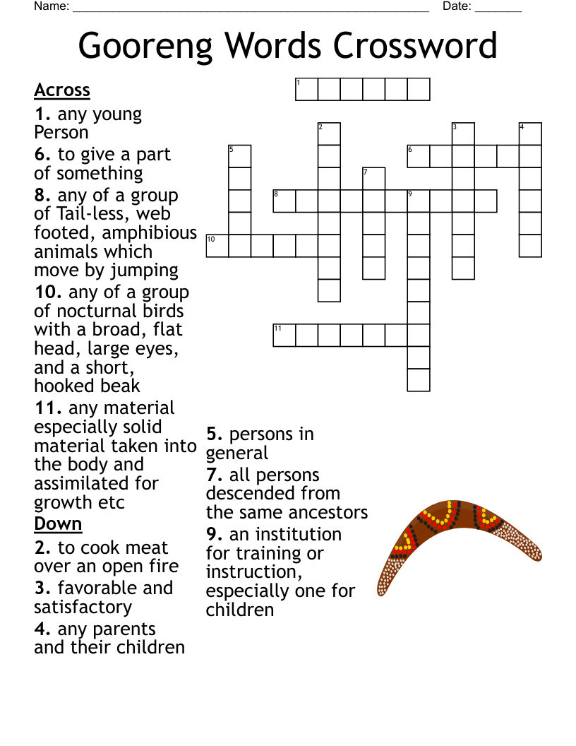 Gooreng Words Crossword