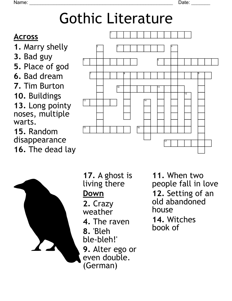 Gothic Literature  Crossword