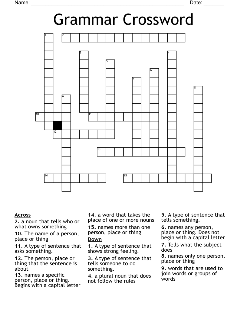 Grammar  Crossword